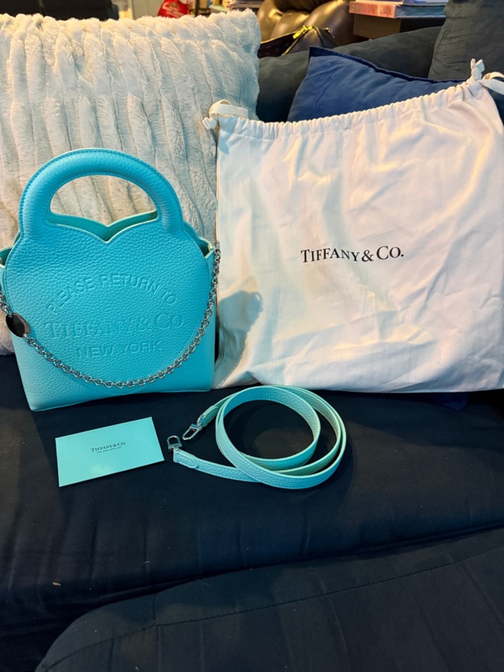 Tiffany & Co. Mini Tote in Signature Tiffany Blue with Silver Chain